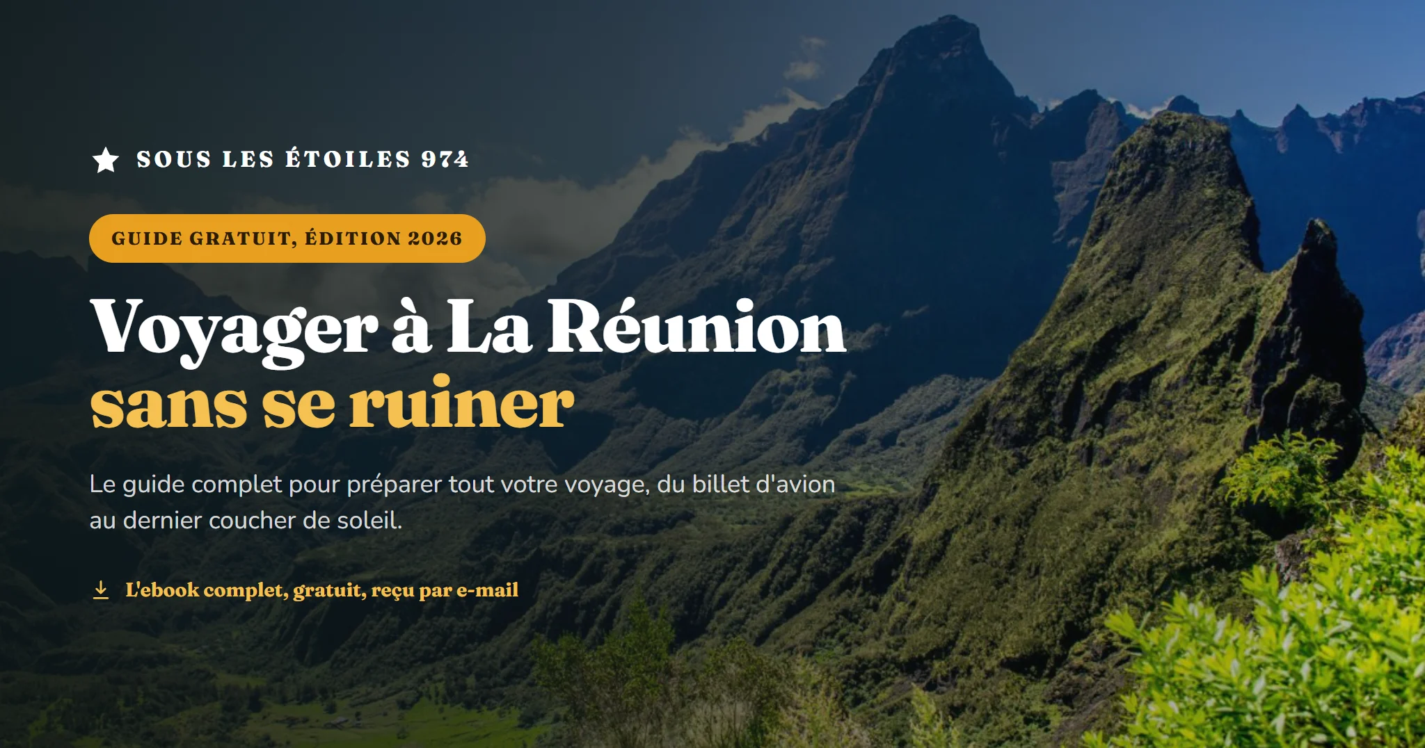 Couverture de l'ebook gratuit « Comment voyager à La Réunion sans se ruiner »